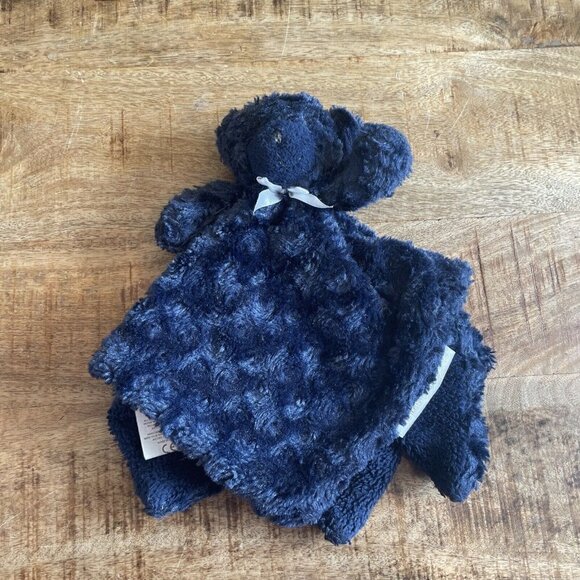 Blankets & Beyond Security Blanket Navy Blue Bear Rosette Swirl Baby Lovey - Picture 2 of 7